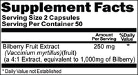 BUY 1 GET 2 FREE Bilberry Extract Equivalent 1000mg 100 or 200 Capsules
