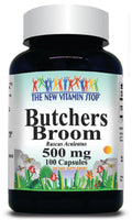 BUY 1 GET 2 FREE Butchers Broom 500mg 100 or 200 Capsules