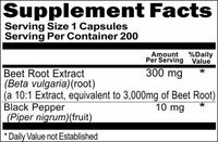 BUY 1 GET 2 FREE Beet Root Extract Black Pepper Equivalent 3000mg 200caps