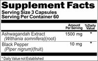 BUY 1 GET 2 FREE Ashwagandha Extract Black Pepper 1500mg 180 Capsules