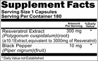 BUY 1 GET 2 FREE Resveratrol Extract Black Pepper Equivalent 3000mg 180 Capsules