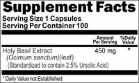 BUY 1 GET 2 FREE Holy Basil Standardized Extract 450mg 100 or 200 Capsules