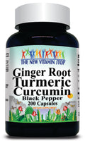 BUY 1 GET 2 FREE Ginger Root Turmeric Curcumin Black Pepper 200caps