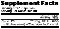 BUY 1 GET 2 FREE Vitamin D3 (Emulsified Dry) 5000 IU 100 or 200 Capsules