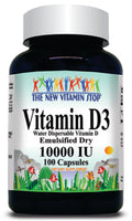 BUY 1 GET 2 FREE Vitamin D3 (Emulsified Dry) 10000 IU 100 or 200 Capsules