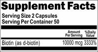 BUY 1 GET 2 FREE Biotin 10000mcg 100 or 200 Capsules