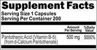 BUY 1 GET 2 FREE Pantothenic Acid 500mg 200 Capsules