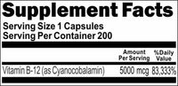 BUY 1 GET 2 FREE B-12 Vitamins 5000mcg Time Release 200 Capsules