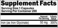 BUY 1 GET 2 FREE Iron Glycinate 50mg 200 Capsules