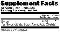BUY 1 GET 2 FREE Chelated Boron 3mg 100 or 200 Capsules