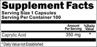 BUY 1 GET 2 FREE Caprylic Acid 350mg 100 Capsules