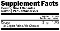 BUY 1 GET 2 FREE Chelated Copper 2mg 200 Capsules