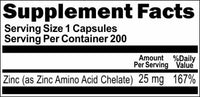 BUY 1 GET 2 FREE Chelated Zinc 25mg 200 Capsules