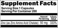 BUY 1 GET 2 FREE Chelated Zinc 50mg 100 or 200 Capsules