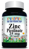 BUY 1 GET 2 FREE Zinc Picolinate 25mg 100 or 200 Capsules