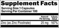 BUY 1 GET 2 FREE Zinc Picolinate 25mg 100 or 200 Capsules
