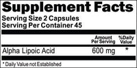 BUY 1 GET 2 FREE Alpha Lipoic Acid 600mg 90 or 180 Capsules