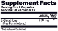 BUY 1 GET 2 FREE L-Glutathione Free Form 250mg 100 or 200 Capsules