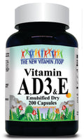 BUY 1 GET 2 FREE Vitamin A, D3 & E (Emulsified Dry) 200 Capsules