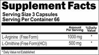 BUY 1 GET 2 FREE L-Arginine and L-Ornithine Free Form 1000mg/500mg 200 Capsules