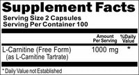 BUY 1 GET 2 FREE L-Carnitine Free Form 1000mg 200 Capsules 1 or 3 Bottle Price