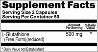 BUY 1 GET 2 FREE L-Glutathione Free Form 500mg 100 or 200 Capsules