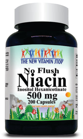 BUY 1 GET 2 FREE No Flush Niacin 500mg 200 Capsules