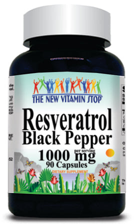 BUY 1 GET 2 FREE Resveratrol Black Pepper 1000mg 90 or 180 Capsules