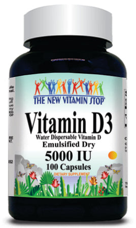 BUY 1 GET 2 FREE Vitamin D3 (Emulsified Dry) 5000 IU 100 or 200 Capsules