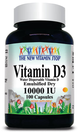 BUY 1 GET 2 FREE Vitamin D3 (Emulsified Dry) 10000 IU 100 or 200 Capsules