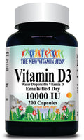 50% off Price Vitamin D3 (Emulsified Dry) 10000 IU 100 or 200 Capsules 1 or 3 Bottle Price