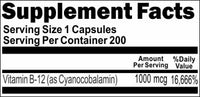 50% off Price B-12 Vitamins 1000mcg 200 Capsules 1 or 3 Bottle Price