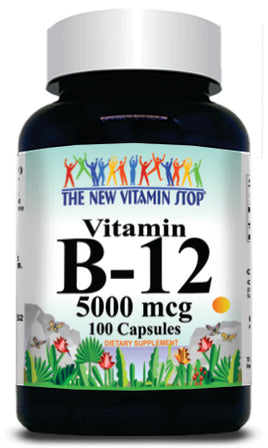 BUY 1 GET 2 FREE B-12 Vitamins 5000mcg 100 or 200 Capsules