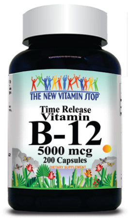 BUY 1 GET 2 FREE B-12 Vitamins 5000mcg Time Release 200 Capsules