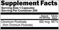 50% off Price Chromium Picolinate 800mcg 200 Capsules 1 or 3 Bottle Price
