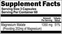 50% off Price Magnesium Malate High Potency 1350mg 180 Capsules 1 or 3 Bottle Price