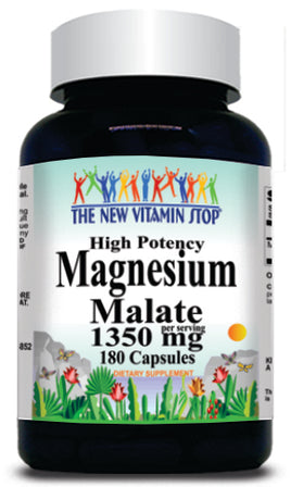50% off Price Magnesium Malate High Potency 1350mg 180 Capsules 1 or 3 Bottle Price