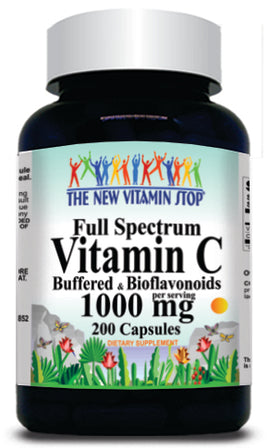 BUY 1 GET 2 FREE Full Spectrum Vitamin C Buffered and Bioflavonoids 200 Capsules