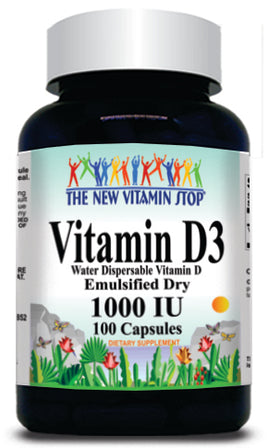 BUY 1 GET 2 FREE Vitamin D3 (Emulsified Dry) 1000 IU 100 or 200 Capsules