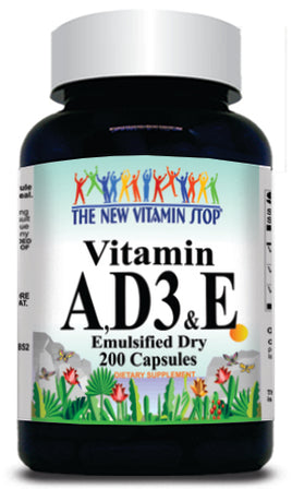 50% off Price Vitamin A, D3 & E (Emulsified Dry) 200 Capsules 1 or 3 Bottle Price