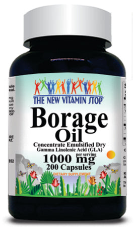 BUY 1 GET 2 FREE Borage Oil Concentrate Emulsified Dry 1000mg 200 Capsules