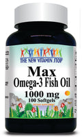 50% off Price Max Omega 3 EPA Fish Oil 1000mg 100 or 200 Softgels 1 or 3 Bottle Price