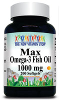 50% off Price Max Omega 3 EPA Fish Oil 1000mg 100 or 200 Softgels 1 or 3 Bottle Price