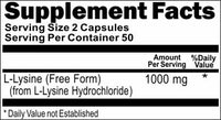 50% off Price L-Lysine Free Form 1000mg 100 or 200 Capsules 1 or 3 Bottle Price