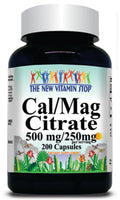 50% off Price Calcium and Magnesium Citrate 500mg/250mg 200 Capsules 1 or 3 Bottle Price